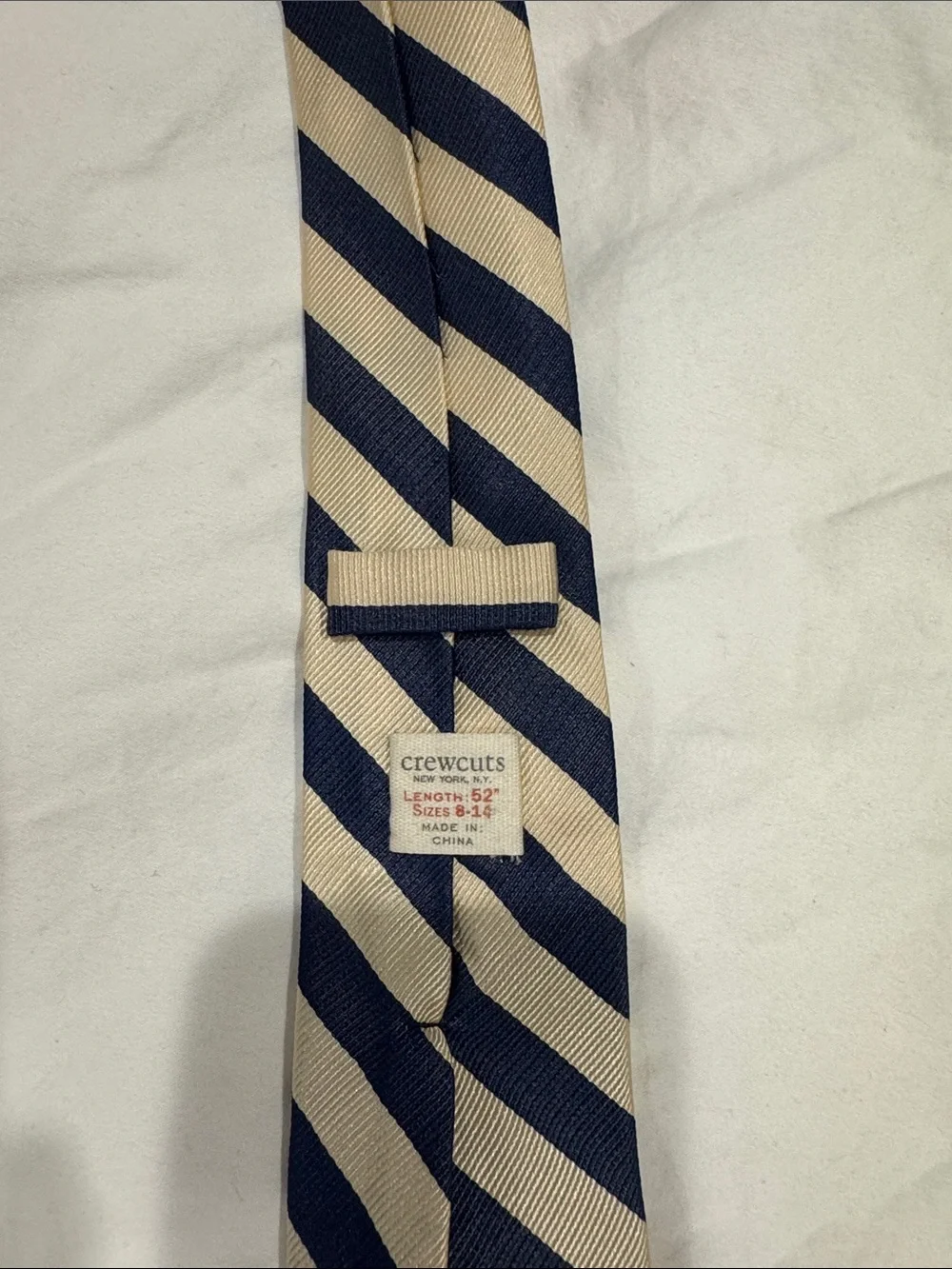 Crewcuts Navy and Beige Diagonal Stripe Tie